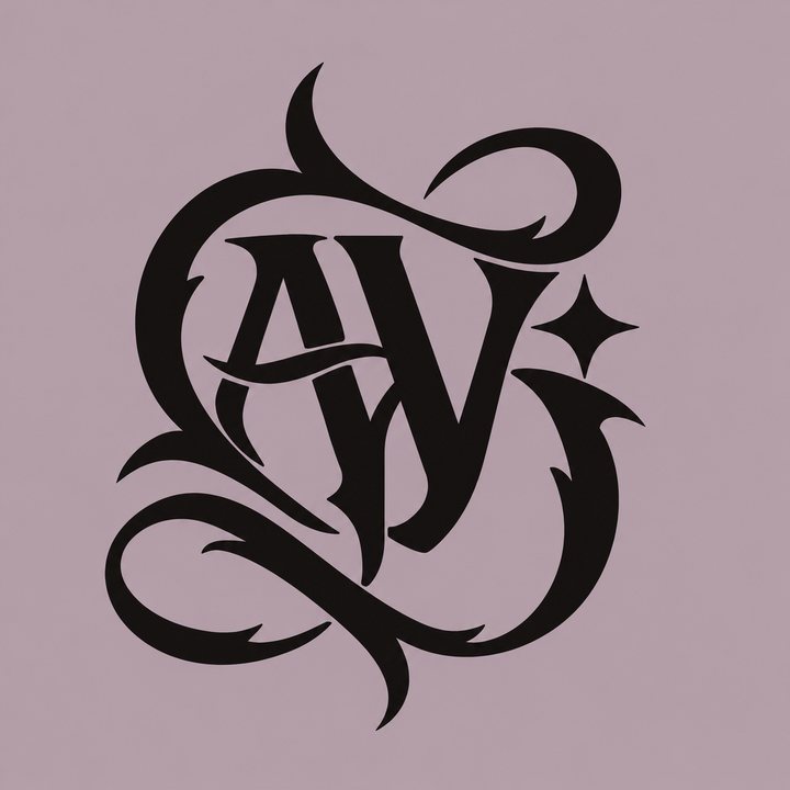 Monogramma Nero Ago su Malva